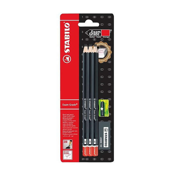 Creion grafit Stabilo Exam Grade 2B, 6 creioane, radiera, ascutitoare Creion grafit Stabilo Exam Grade 2B, 6 creioane, radiera, ascutitoare